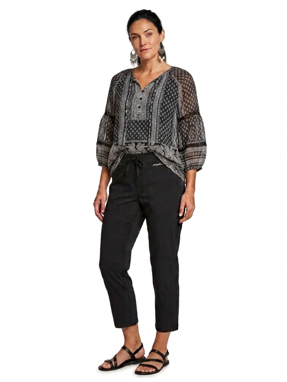 Eddie Bauer Women’s Size Large Black Drawstring Capri Active Pants - Picture 7 of 7